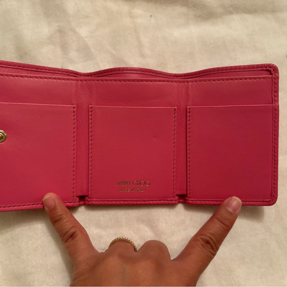 Jimmy Choo Pink Star Stud Trifold Wallet - Picture 3 of 16